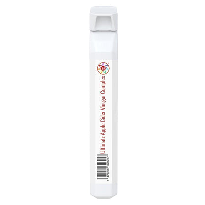White rectangular supplement stick pack with a colorful logo and Ultimate Apple Cider Vinegar Complex text.