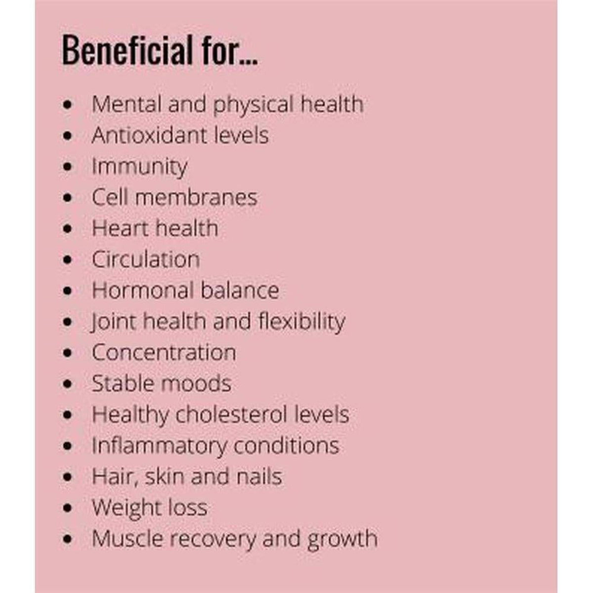 A pink information card listing health benefits of VitaDHA Krill Oil, including heart, brain, and joint support.